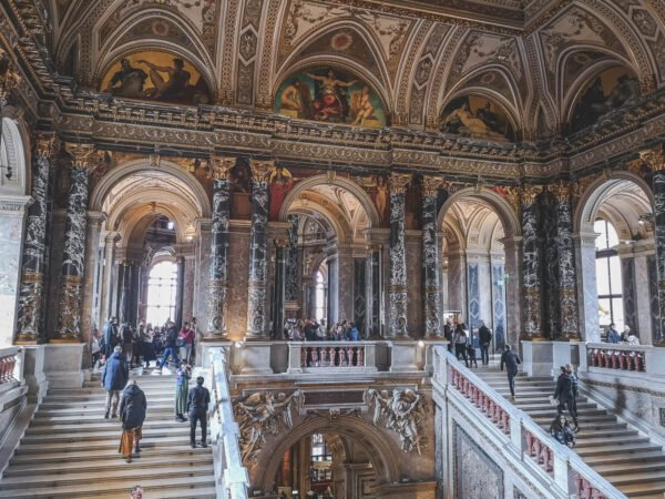 Art History Museum interior frescoes by Gustav Klimt and Hans Makart, Late 19th Century, Vienna.
