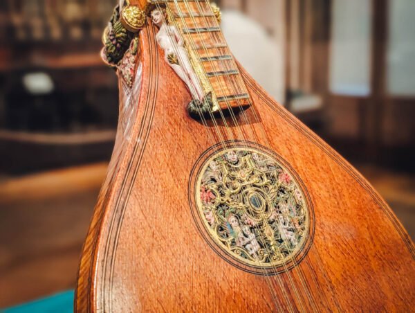 Historic musical instrument detail in Weltmuseum Wien