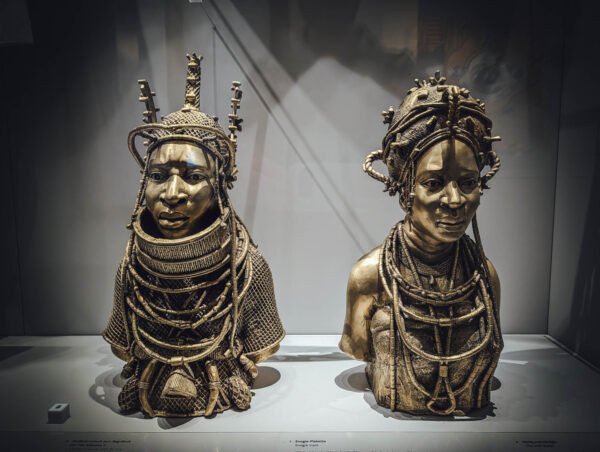 Commemorative heads of an Oba (king) and queen of the Benin Kingdom in the Weltmuseum Wien, Vienna